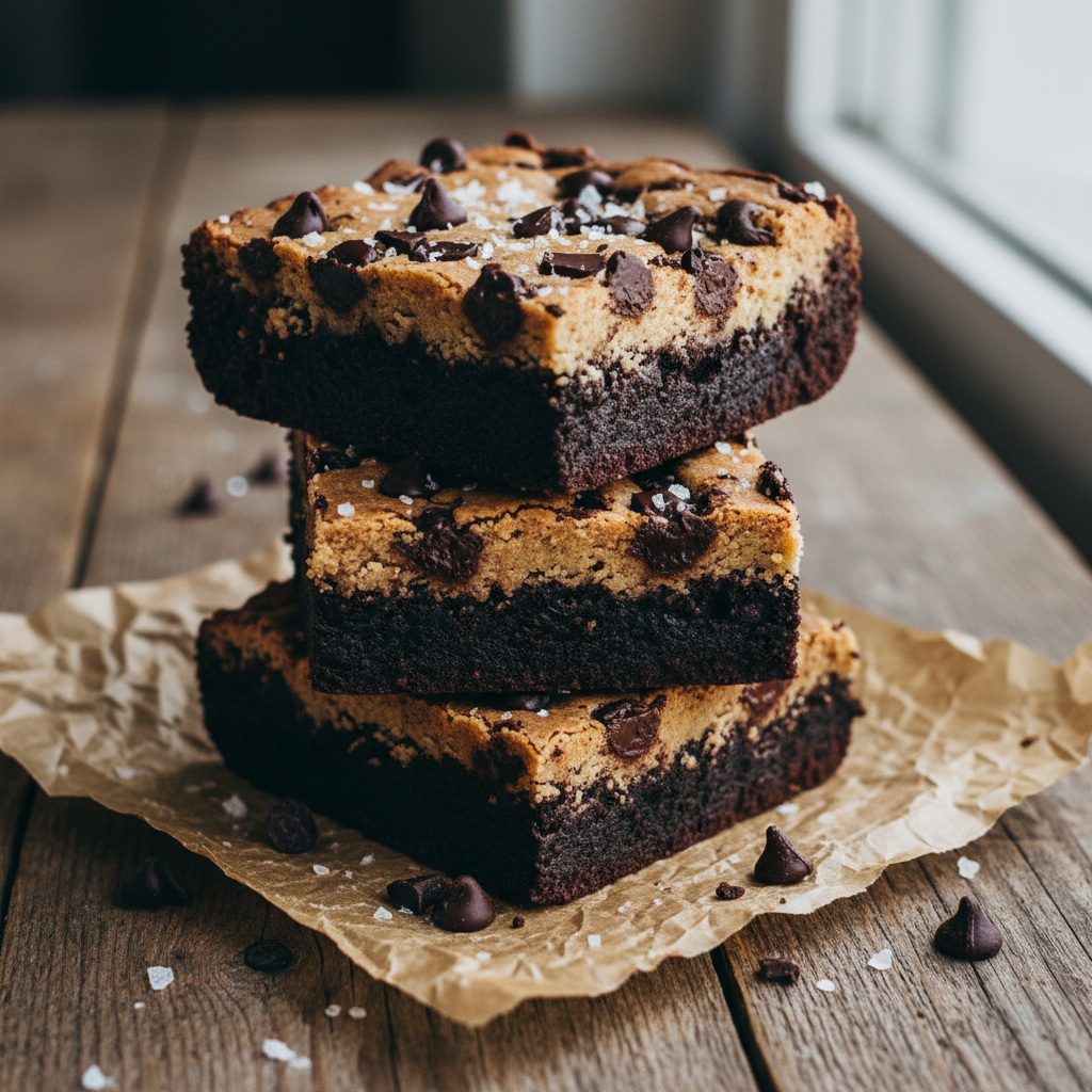 Salted Brown Butter Chocolate Chip Cookie Dough Brownies