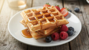 Perfect Crispy Waffle with Brown Butter and Maple Glaze