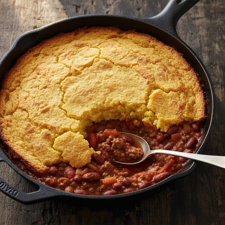 Classic Beef Chili with Crispy Cornbread Topping