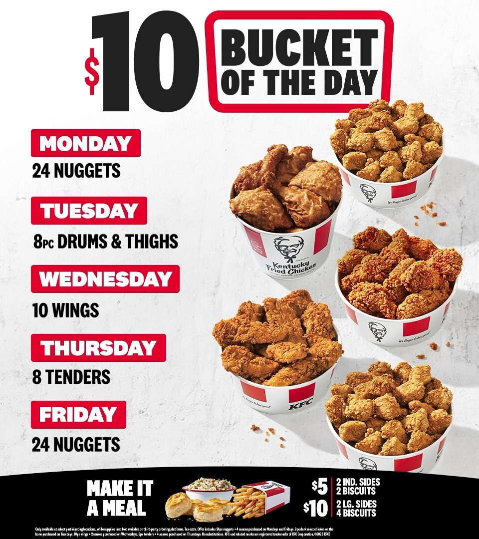 KFC Just Dropped a $10 Bucket Every Day of the Week—Plus 2 Game-Changing New Sauces