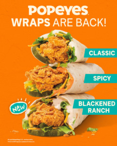 Popeyes Brings Back Chicken Wraps as Permanent Menu Item with Bold New Blackened Ranch Flavor