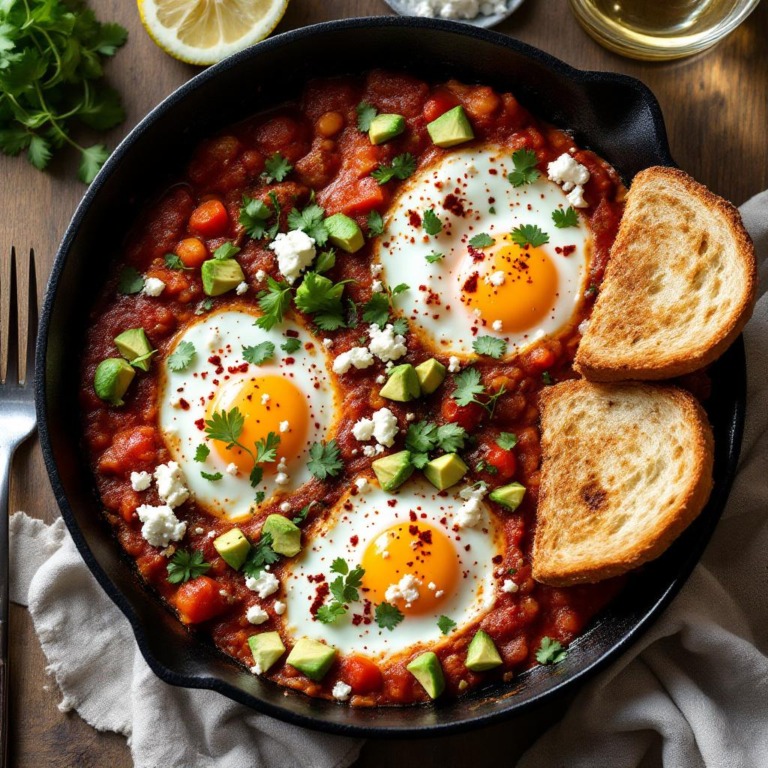 Savory Avocado & Herb Shakshuka with Crispy Sourdough Toast