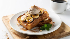 Crispy Sourdough French Toast with Caramelized Bananas & Brown Butter Cream