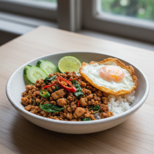 Thai Basil Chicken Rice Bowls