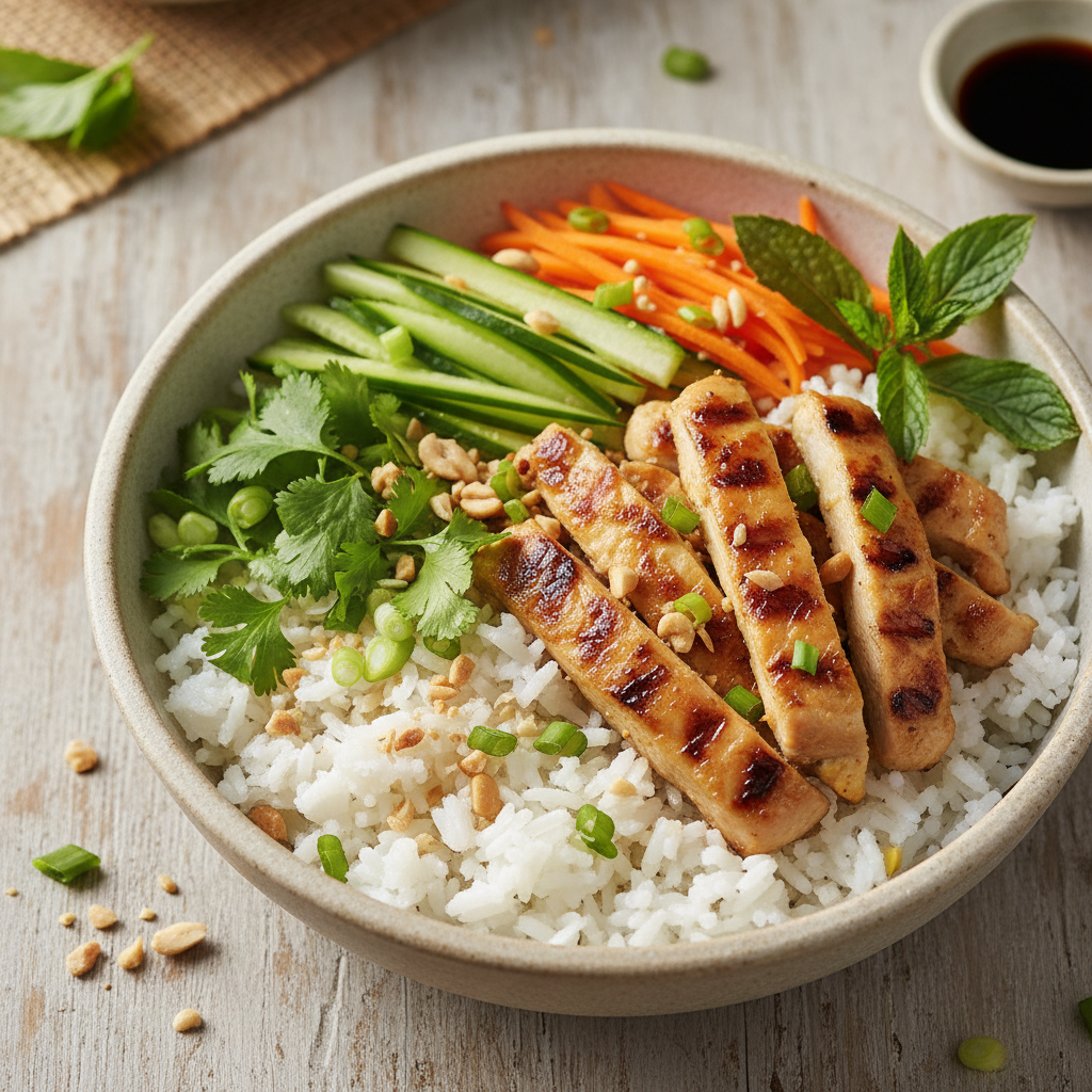 Vietnamese Lemongrass Chicken Rice Bowls