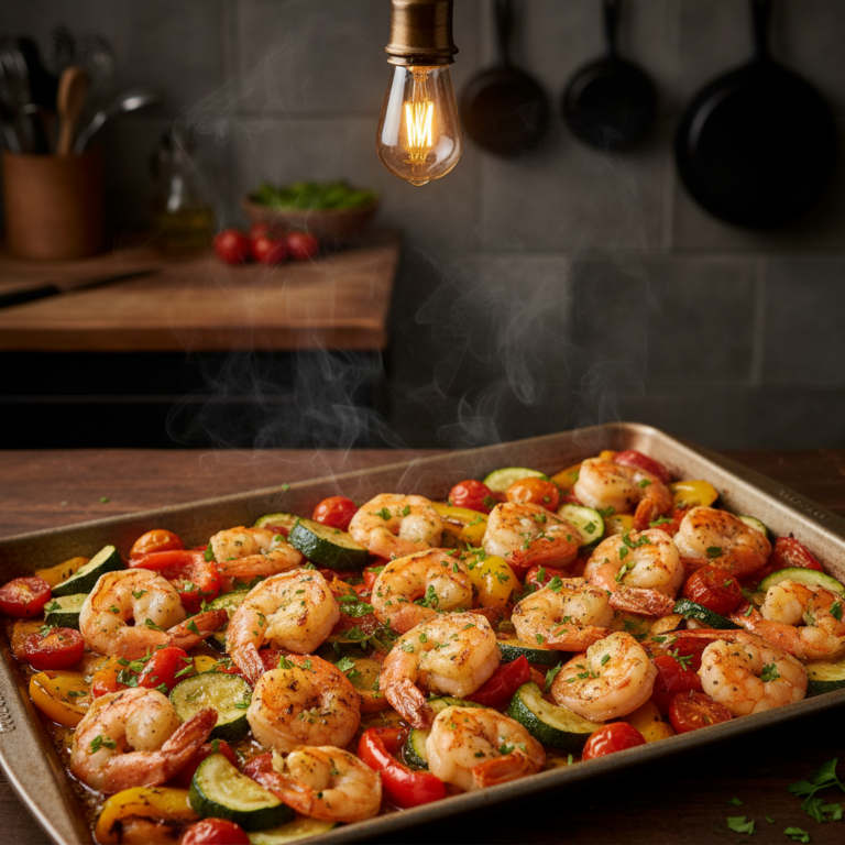 Sheet Pan Garlic Butter Shrimp and Roasted Vegetables: Restaurant-Quality Dinner in 25 Minutes