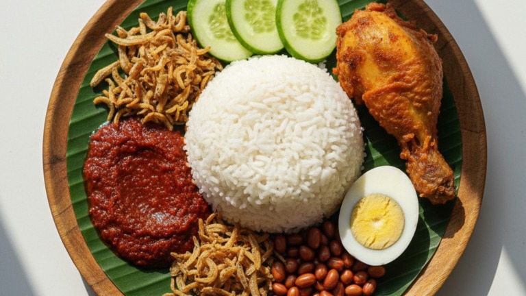 Nasi Lemak Malaysian Coconut Rice Plate