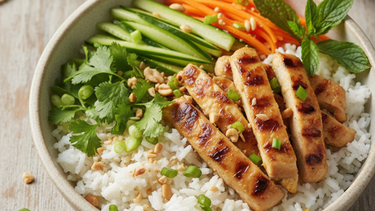 Vietnamese Lemongrass Chicken Rice Bowls