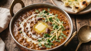 Indian Dal Makhani - Creamy Black Lentils with Garlic Naan