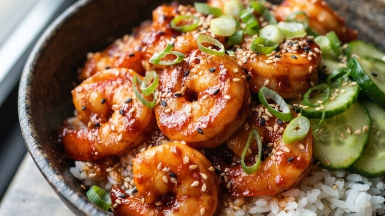 Korean Gochujang Butter Shrimp Rice Bowls