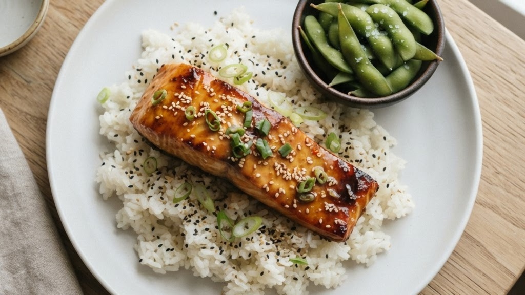 Japanese Miso Butter Salmon with Sesame Rice