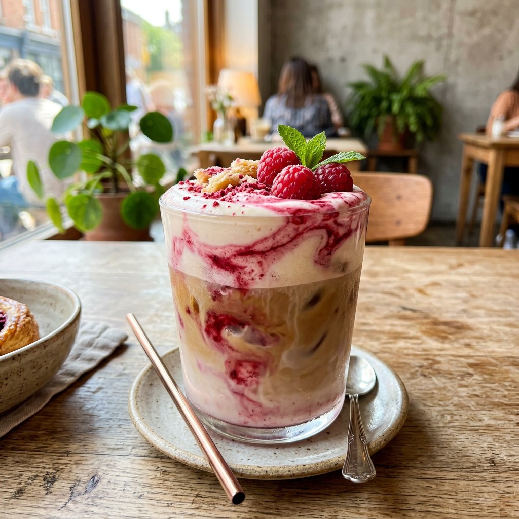 Raspberry Danish Latte coffee drink